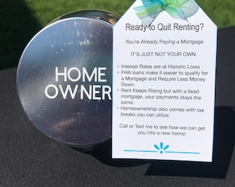 Real Estate Agent Marketing Tags: Quit Renting, Attach Business Card (PDF)