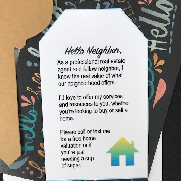 Set of I'm not just a Real Estate Agent, I'm also your Neighbor, Gift Tags, Mailer, Real Estate Agent Marketing, Attach Business Card, Popby