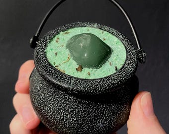 Bomba de baño de cristal verde para la buena suerte (con menta y aventurina verde)