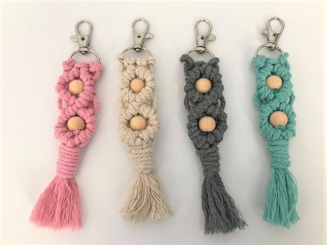 Macramé beaded Keyring Handmade Keychain Etsy
