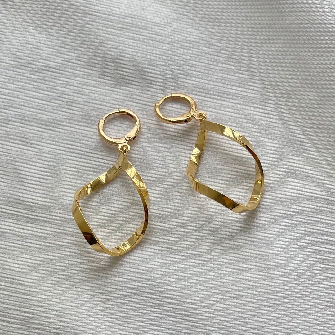 Gold Dangle Pendant Earrings Gift for Her Stocking Filler Gift for Mum