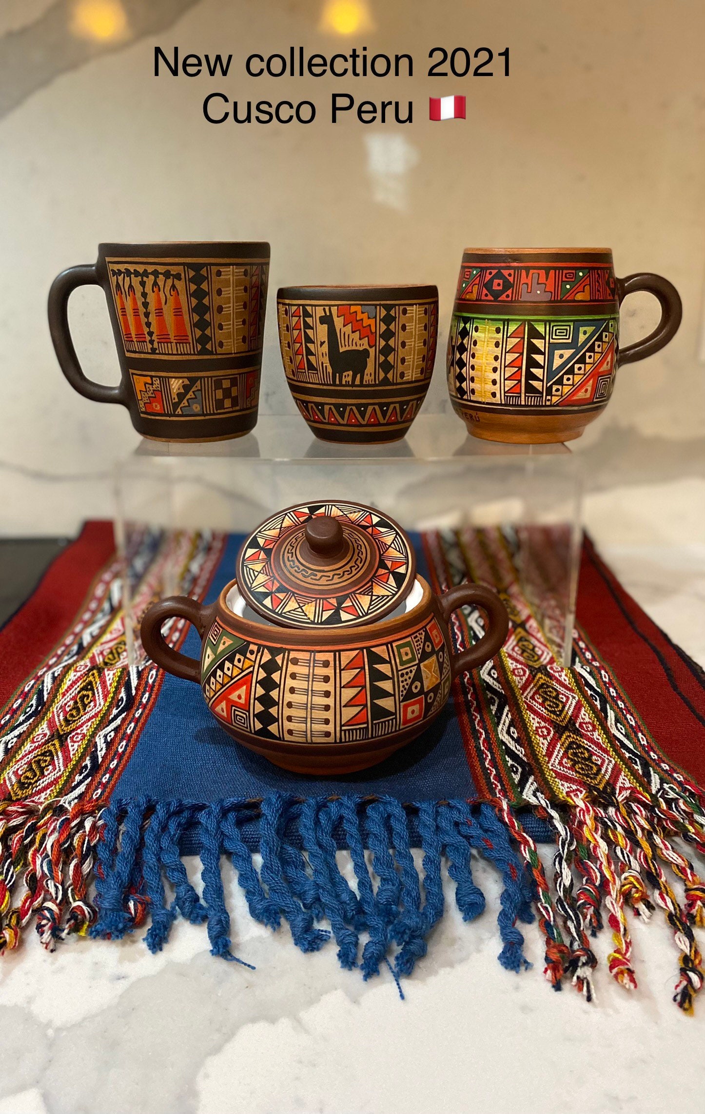 Set of Two Seminario Urubamba Cusco Peru Hand Painted Espresso Mugs with  Saucers — Mercer Island Thrift Shop