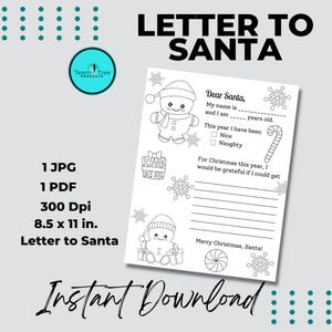 Brief an Santa | Druckbarer Brief an Santa | Weihnachtsmann Wunschliste | Lebkuchen Mann Design Sofort Download| Weihnachtsmann Brief | Kinder|