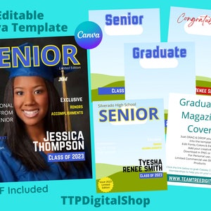 2024 Graduation Magazine Cover Editable Template| Canva Template| Digital Download| Graduation| Senior| Graduate| Magazine| Invitation|