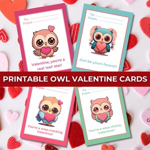 Printable Owl Valentine Day Cards| Classroom Cards| Digital Download| Valentine Cards| Printable| Children Gift Giving| Gift Tags|