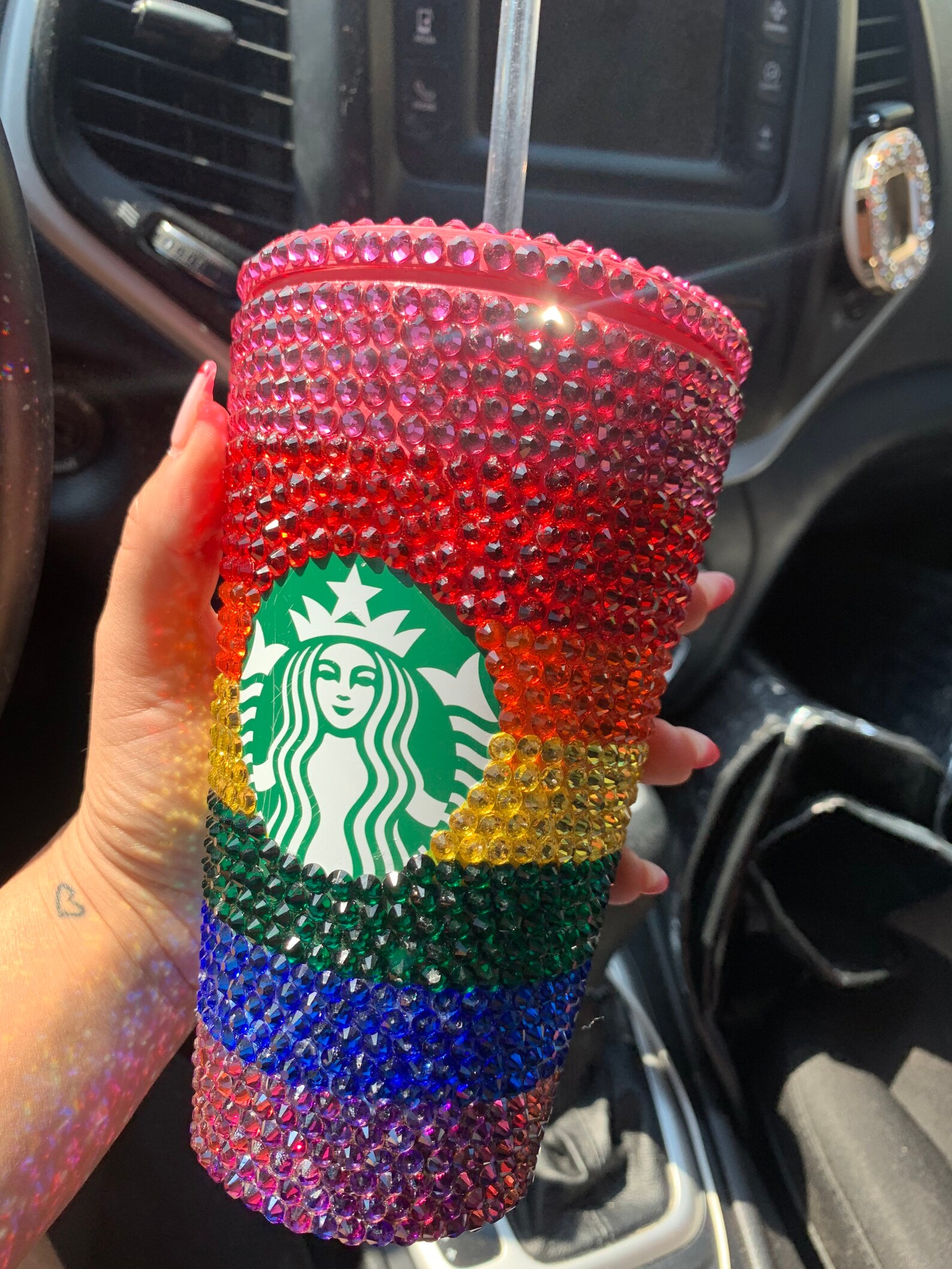 Rainbow Bling Tumblers // Rainbow Cups /Starbucks Pride Cup / Etsy