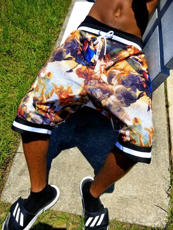 Colorful Printed Mesh Graphic Basketball Shorts (angel Print