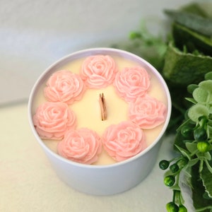 Flower Floral Candle | Soy Wax Candle In A Tin Can | Candles For Gift | Decor | Favor