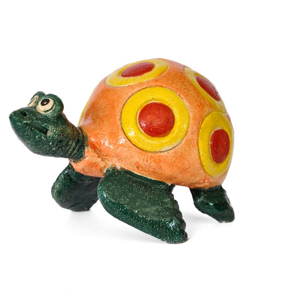 Tartaruga dipinta animaletto fischiante 8x12 cm fatto a mano  in Ceramica con fischietto - terre colorate - pezzo unico d'arte da collezione