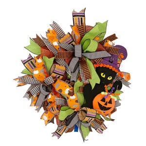 Schwarzer Katzenkranz // Halloween Kranz // Türkranz