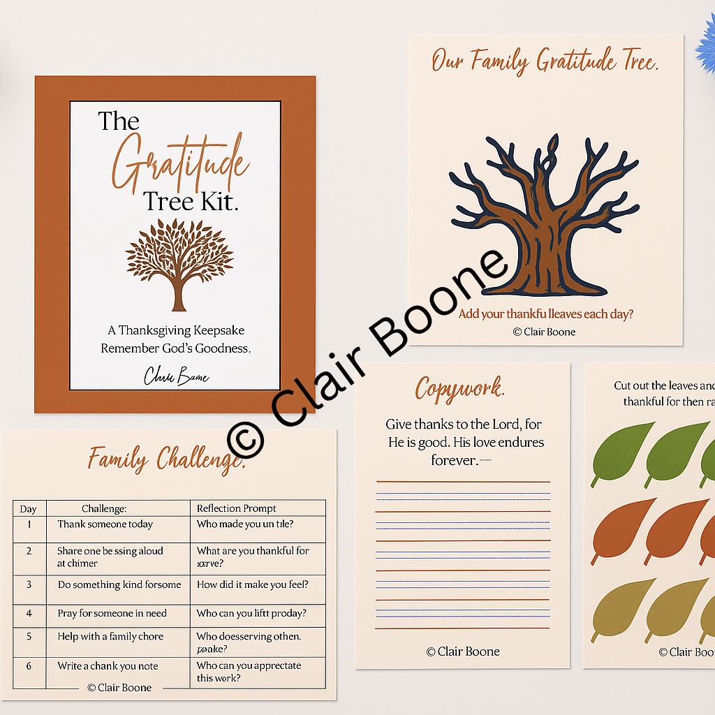 Printable Gratitude Tree Kit | Thanksgiving Family Activity | Faith ...
