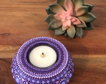 How to Decorate Cement Tealight Candle Holder Using Dot Mandala