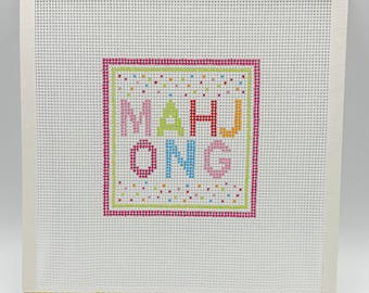 Hand Painted Mahjong Confetti Coaster / Ornament Needlepoint Canvas