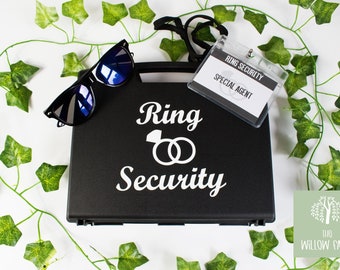 Ring Security Case, Box Ring Security, ID Badge Set, Sunglasses Security, Briefcase Ring Bearer, Briefcase Ring, BestMan, PageBoy, WHTE TEXT