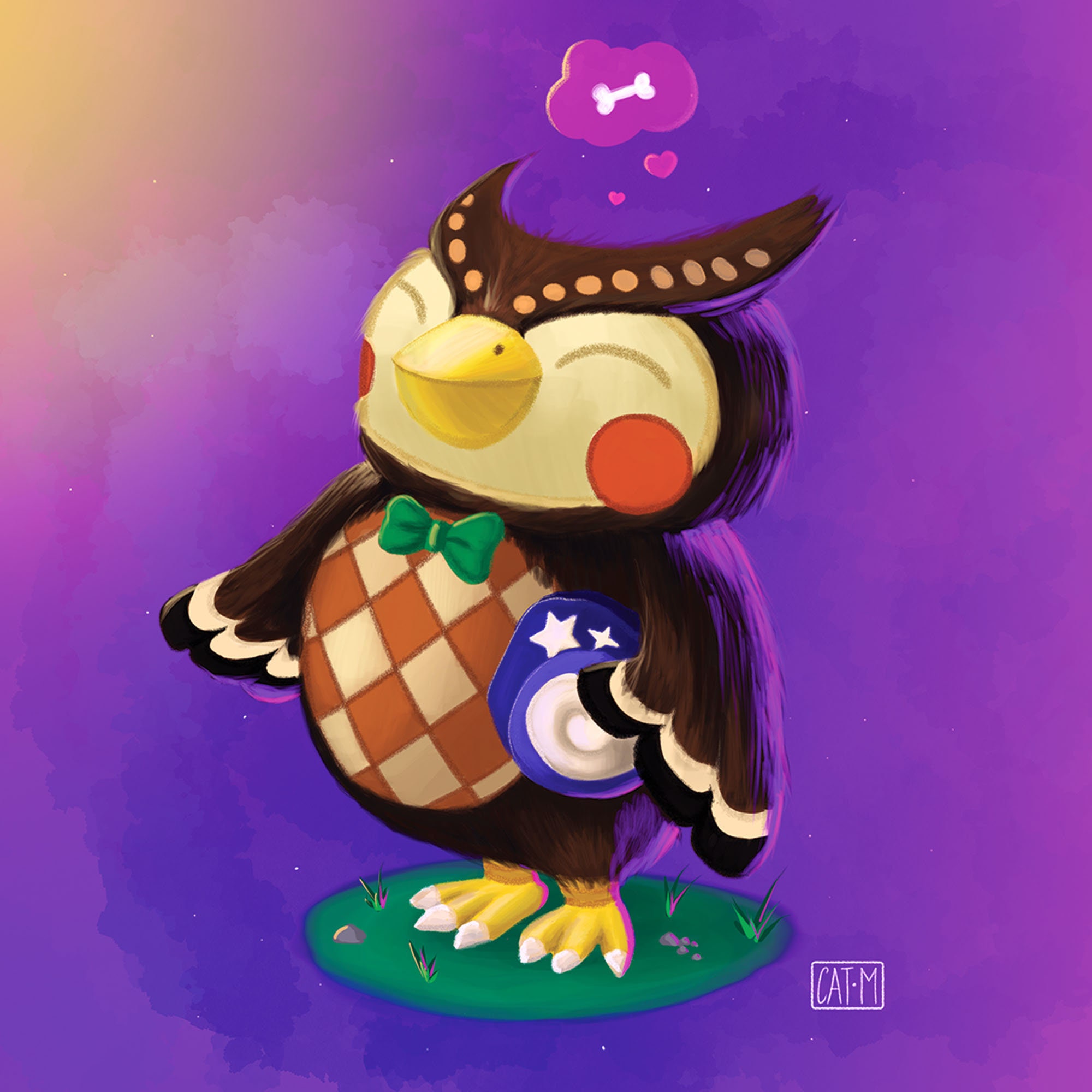 ACNH Animal Crossing Blathers Square Print 140mm x 140mm Etsy