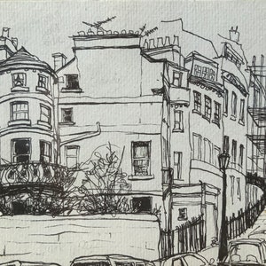 Lansdown, Bath - Druck von Feder- und Tintenzeichnung