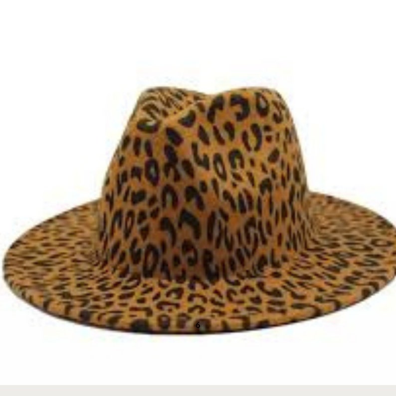 Wool Felt Leopard Fedora Wide Brim Classic