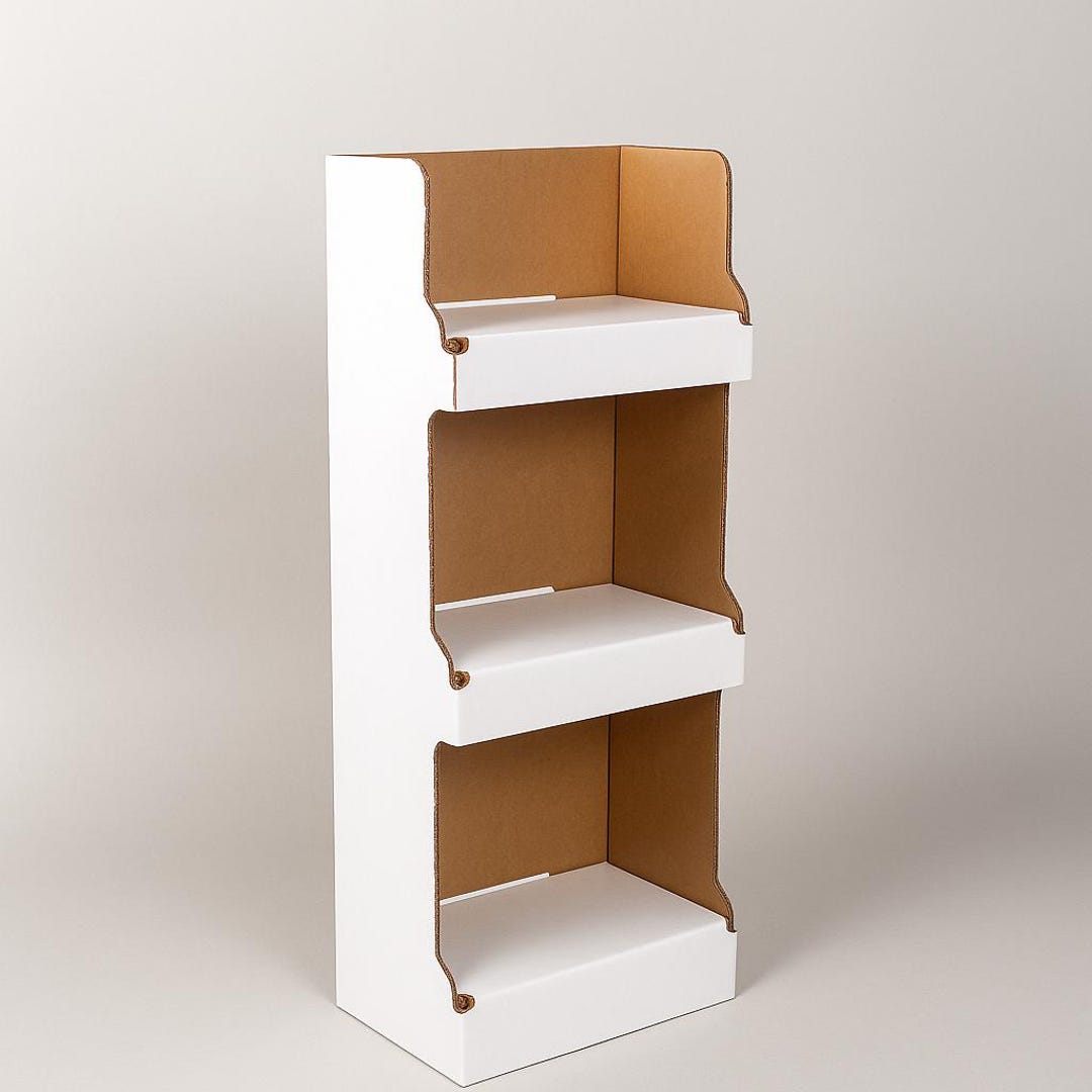 Cardboard Sample Rack Collapsible Cardboard Storage Rack – 3-tier Display Shelf, Wood-free ...