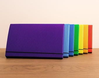 A4 File Folder Organizer: Corrugated, Rainbow Colors, Fluted Texture (Set of 7)