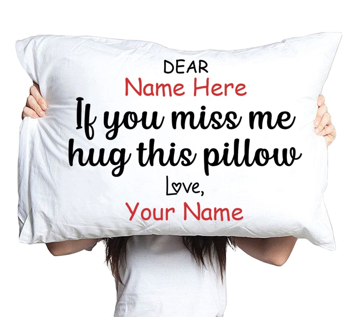 Personalized Pillowcase If You Miss me Hug This Pillow Funny Etsy