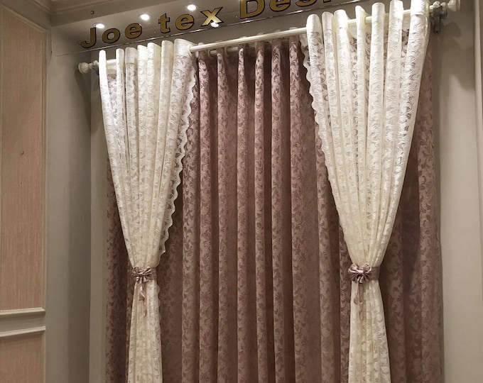 Egyptian Handmade three lace panels, fits Window size 118-160 Inches wide x 98 Inches Height