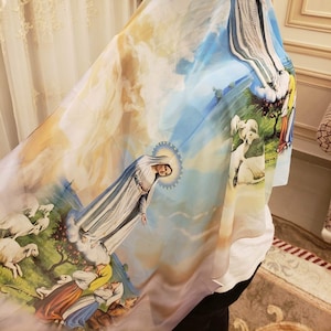 Virgin Mary Scarf /Our lady of Fatima Scarf- chiffon Materials