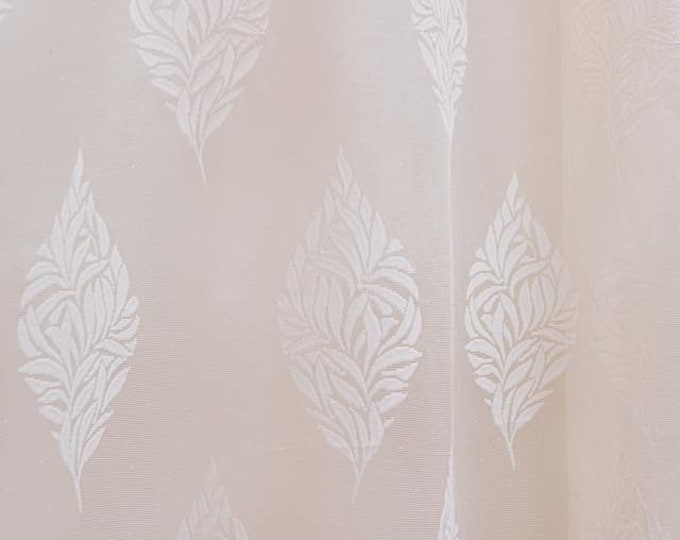 Ivory Tulle Panels/ Voile Leaf Curtains/  Fits Window size 3-5 Meters Wide x 2.5 Meters Height