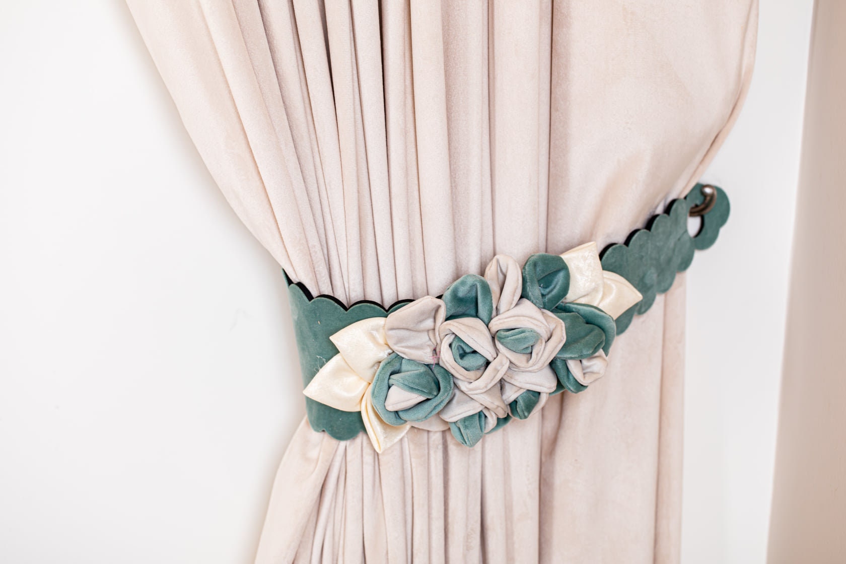 Pair of Teal tieback curtains/ Blue tiebacks/ Curtains Etsy