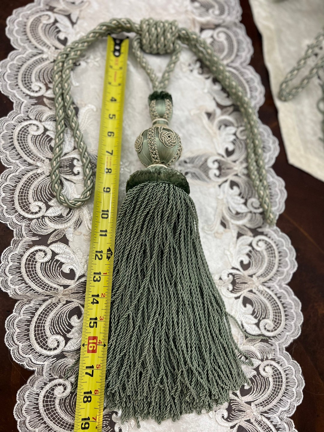 Teal and Ivory Large Tassels Egyptian Handmade Tassels Curtains Tie