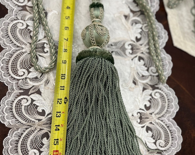 Teal and Ivory large tassels - Egyptian Handmade tassels- Curtains tie backs. Classic curtains Tieback