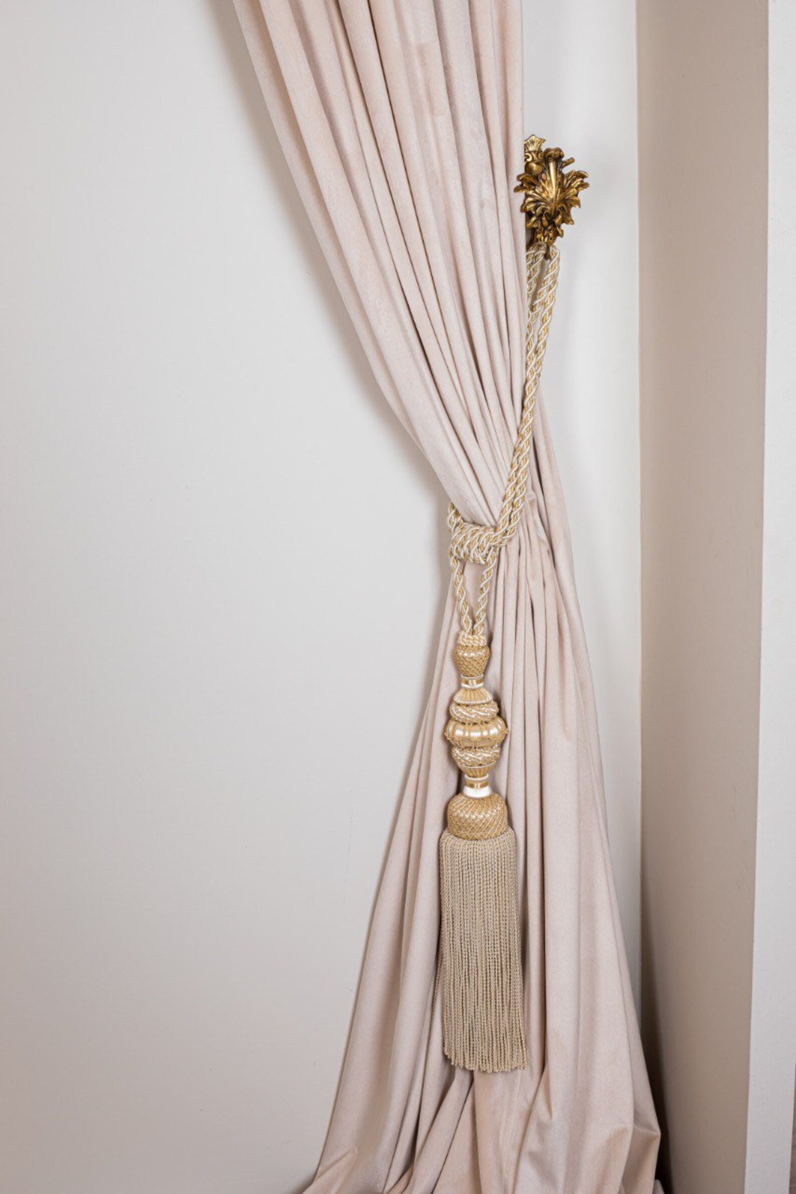 Ivory With Gold Accent Large Tassel/ Curtains Tiebacks Etsy