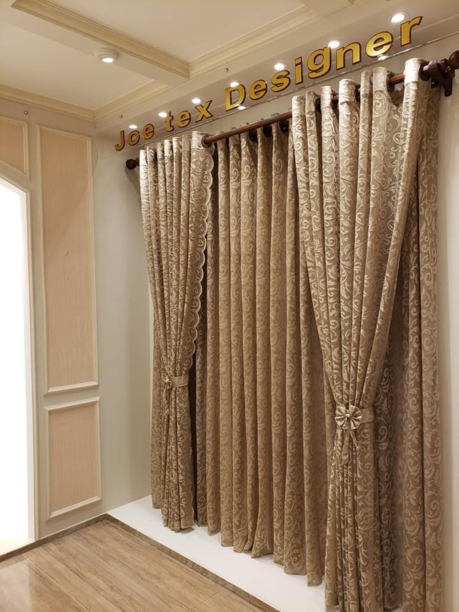 Grommet Beige Lace Curtains/ Three Panels & Two Tiebacks Etsy