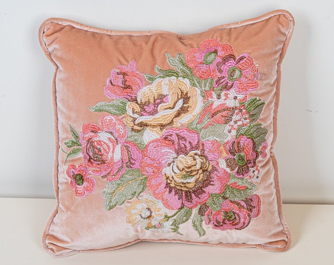 Decorative Pillow Case/ Soft Velvet Pillow cover/ Light Orange Pillow cover 14 x 14 Inches