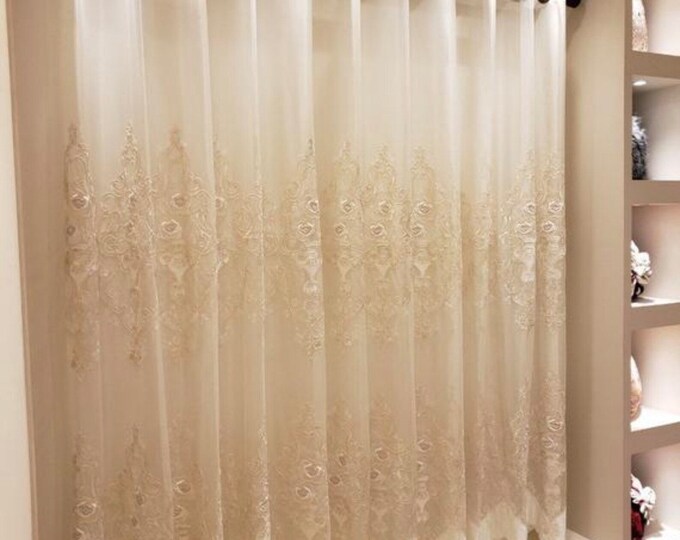 Ivory Tulle Curtain/ Egyptian Handmade curtains/ Wedding Drapes