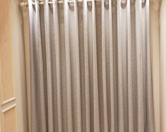 Egyptian Natural linen fit window size 110 inches wide x 98 Inches Height. It fits window size 30- 60 inches wide.