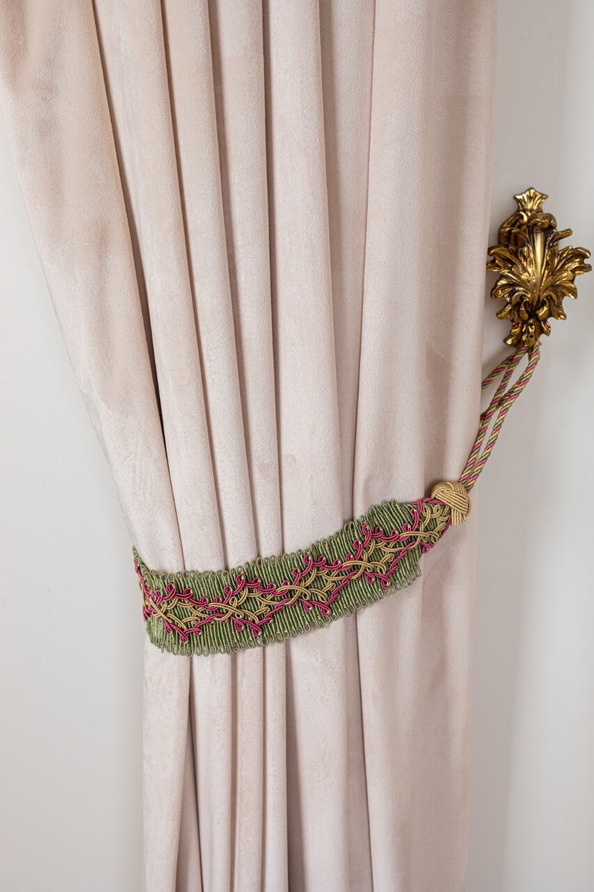 Par de grandes cortinas de corbata / Verde Costero | Etsy