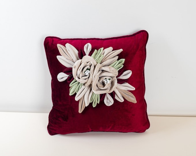 Pair of Flowers Soft Velvet Throw pillow Cover