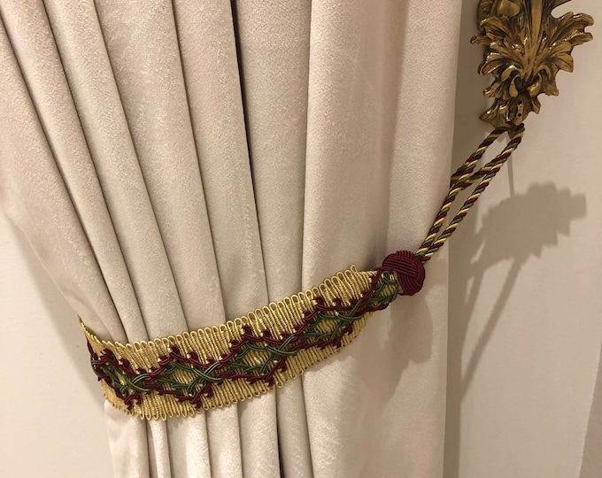 Pair of large tie back curtains