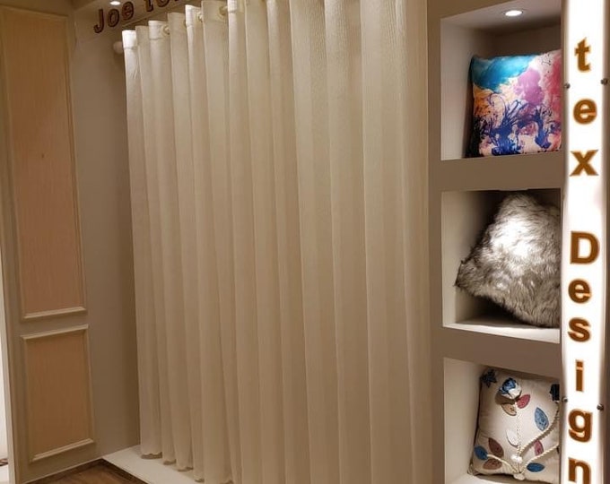 Embroidery Lace Curtains/ Ivory stripes lace curtains