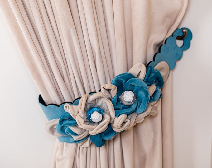 Pair of blue tieback curtains/ Blue tiebacks/ Curtains tiebacks
