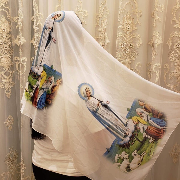 Virgin Mary Scarf /Our lady of Fatima Scarf- chiffon Materials/Christmas Gift/ Religion Christmas Gift