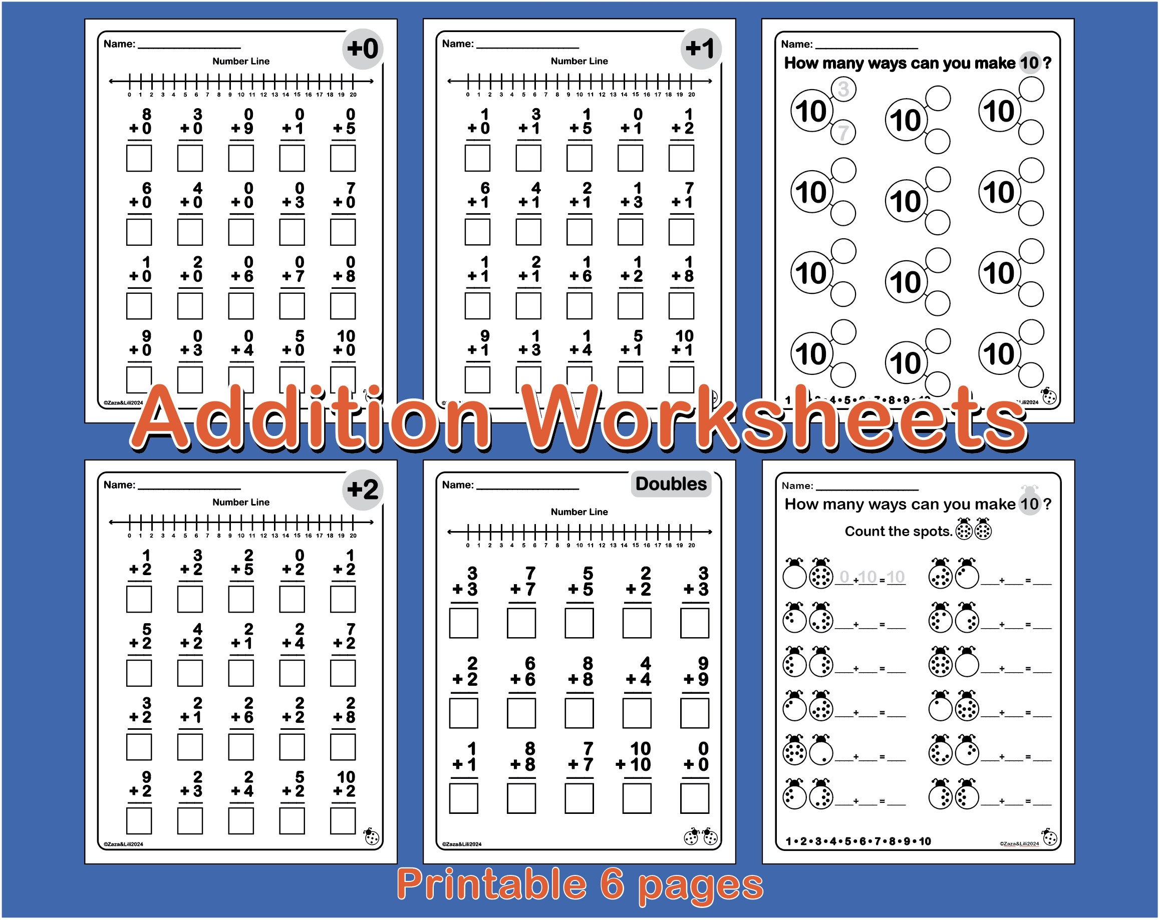 Addition - Math - Worksheets - Kindergarten - First Grade - Printable ...