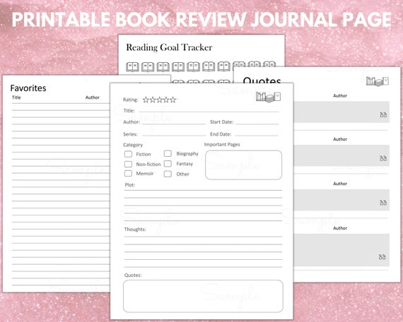Printable Reading Journal,book Club Journal,book Review Template