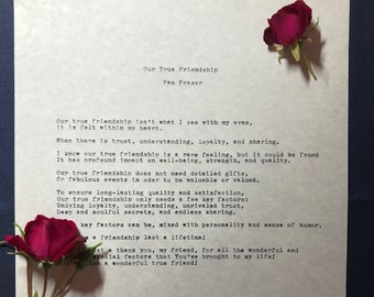 A True Friend Poem - Provide a poem and we’ll make it beautiful and mail it out for you!