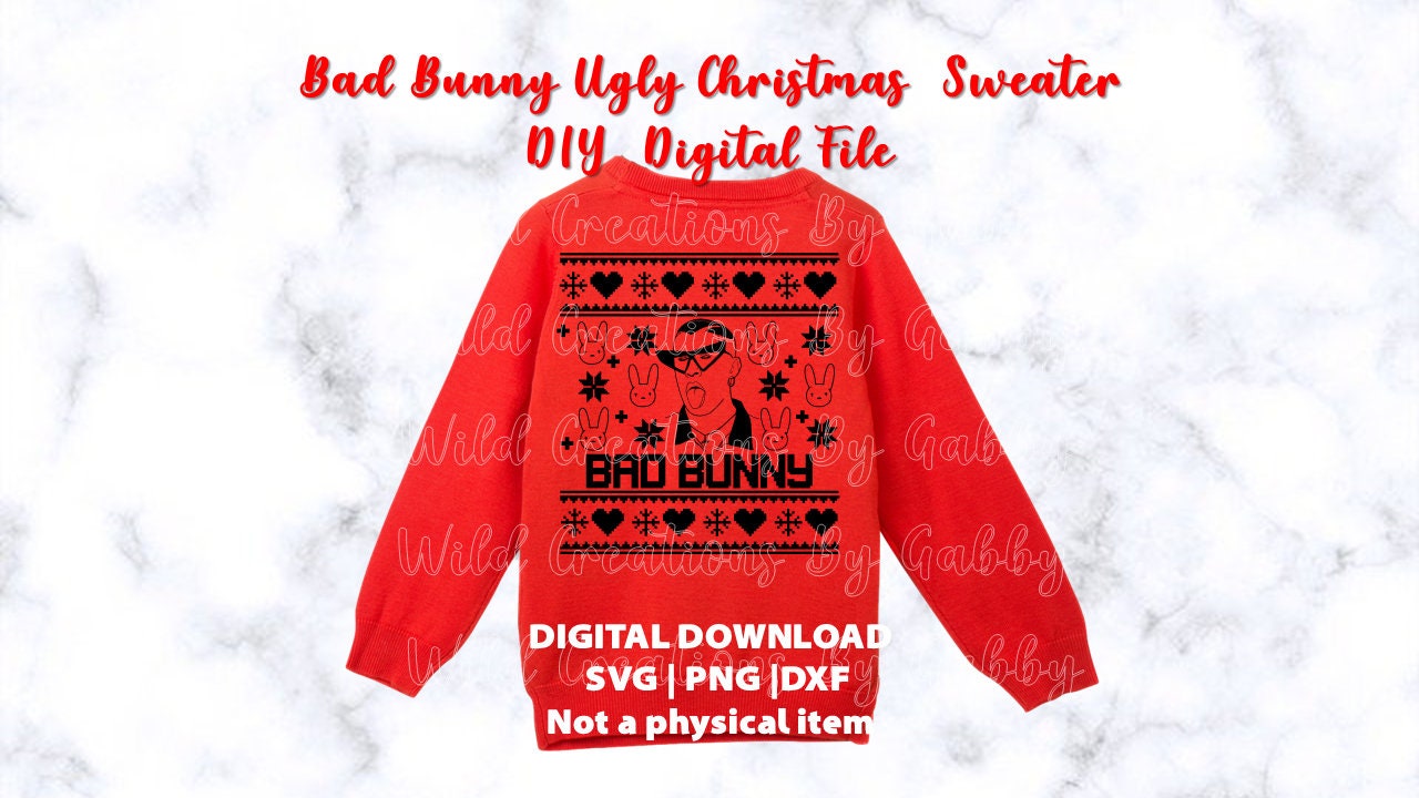 Bad Bunny Ugly Christmas Sweater SVG 