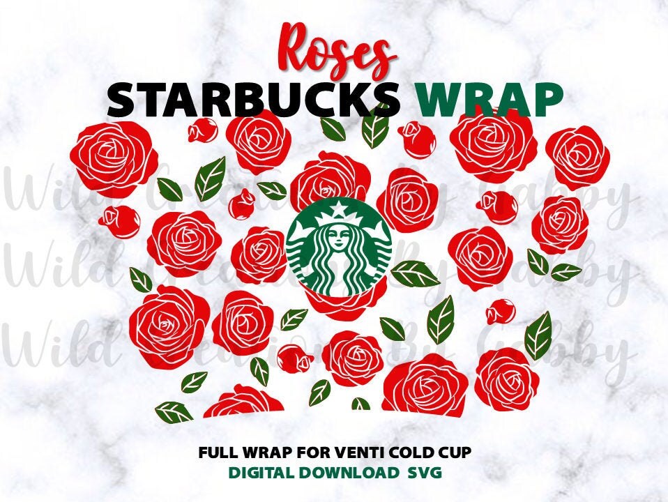 Roses Full Wrap For Starbucks Venti 24 oz Reusable Cold Cup | Cut Fil…