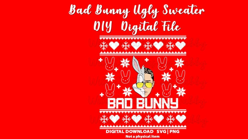 Download Bad Bunny Ugly Christmas Sweater SVG Bad Bunny Svg Ugly | Etsy