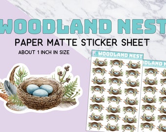 Nest sticker sheet, woodland wonders, floral, wreath, art, watercolor, stickers, ephemera, for card making, decor, wedding, nature, blue egg