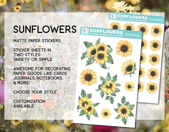 Pegatinas De Girasol Para Planificador: Diseño Vertical De Erin