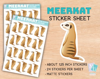 Meerkat sticker sheet, matte stickers, zoo, animal love, African animals, stationary, for journals, planners, notebooks, safari, travel